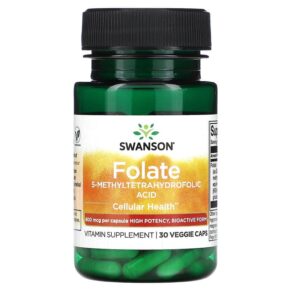 Thực phẩm chức năng Swanson Folate 5-Methyltetrahydrofolic Acid 800 mcg 30 Veggie Caps 087614027142
