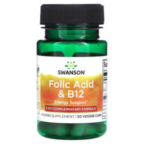 Thực phẩm chức năng Swanson Folic Acid & B12 30 Veggie Caps 087614026701