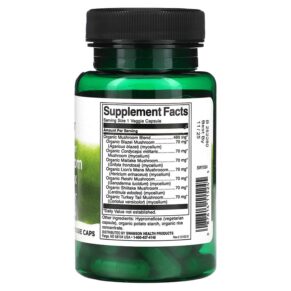 Thực phẩm bổ sung Swanson Full Spectrum 7 Mushroom Complex 60 Veggie Caps 087614115245