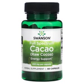 Thực phẩm chức năng Swanson Full Spectrum Cacao (Raw Cocoa) 400 mg 60 Capsules 087614112572