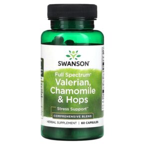 Thực phẩm chức năng Swanson Full Spectrum Valerian Chamomile & Hops 60 Capsules 087614116655