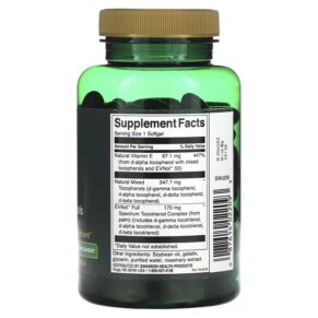 Thực phẩm bổ sung Swanson Full Spectrum Vitamin E With Tocotrienols 100 IU 120 Softgels 087614022093