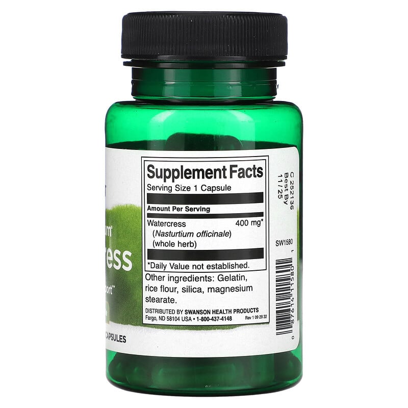 Swanson Full Spectrum Watercress 400 mg 60 Capsules 2 Thực phẩm bổ sung Swanson Full Spectrum Watercress 400 mg 60 Capsules 087614115801