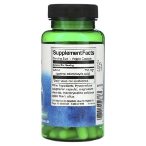 Thực phẩm bổ sung Swanson GABA Maximum Strength 750 mg 60 Veggie Strength 087614026763