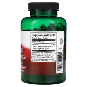 Thực phẩm bổ sung Swanson Garlic Oil Concentrate 1.500 mg 500 Softgels 087614014029