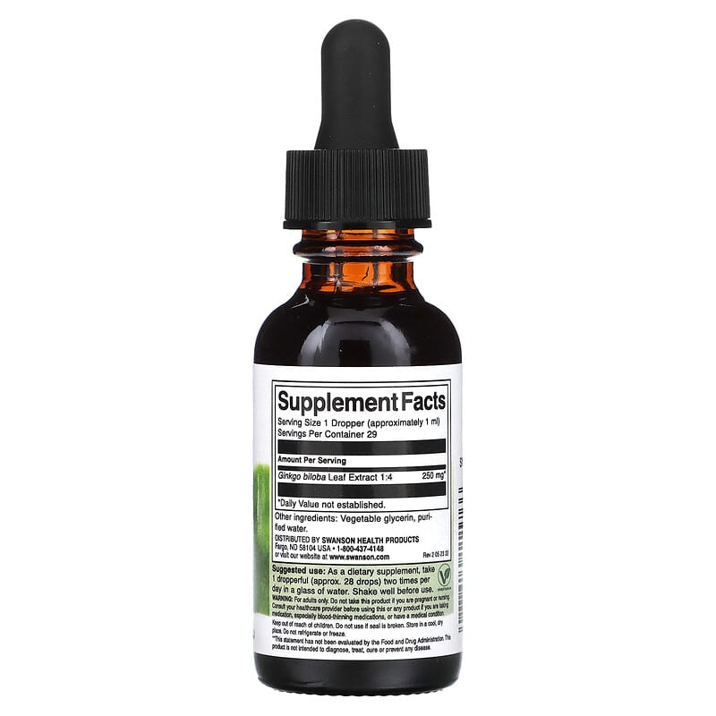 Swanson Ginkgo Biloba Liquid Extract Alcohol & Sugar Free 1 fl oz (29.6 ml) 2 Thực phẩm bổ sung Swanson Ginkgo Biloba Liquid Extract Alcohol & Sugar Free 1 fl oz (29.6 ml) 087614111766