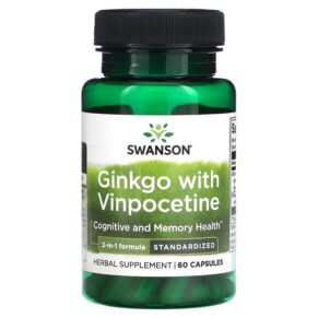 Thực phẩm chức năng Swanson Ginkgo with Vinpocetine Standardized 60 Capsules 087614140742