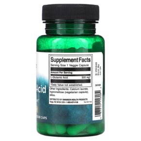 Thực phẩm bổ sung Swanson Glutamic Acid 500 mg 60 Veggie Caps 087614116082