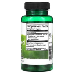 Thực phẩm bổ sung Swanson Grape Seed Extract Standardized 500 mg 60 Capsules 087614140933
