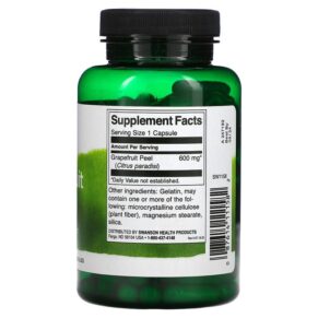 Thực phẩm bổ sung Swanson Grapefruit Peel 600 mg 120 Capsules 087614111582