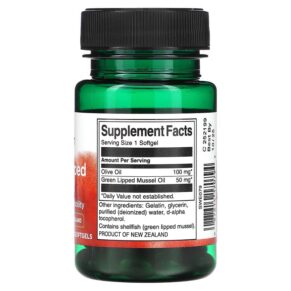 Thực phẩm bổ sung Swanson Green Lipped Mussel 30 Softgels 087614170794