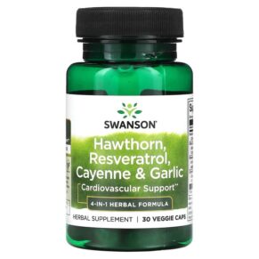 Thực phẩm chức năng Swanson Hawthorn Resveratrol Cayenne & Garlic 30 Veggie Caps 087614116754