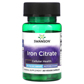 Thực phẩm chức năng Swanson Iron Citrate Active Form 25 mg 60 Veggie Capsules 087614113777