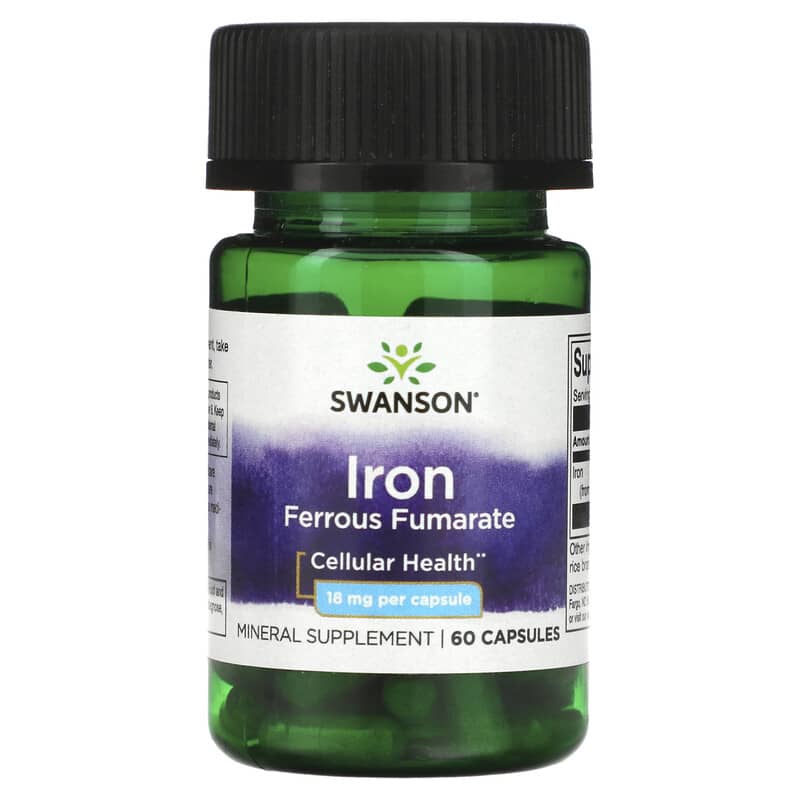 Swanson Iron Ferrous Fumarate 18 mg 60 Capsules 8 Thực phẩm chức năng Swanson Iron Ferrous Fumarate 18 mg 60 Capsules 087614115870