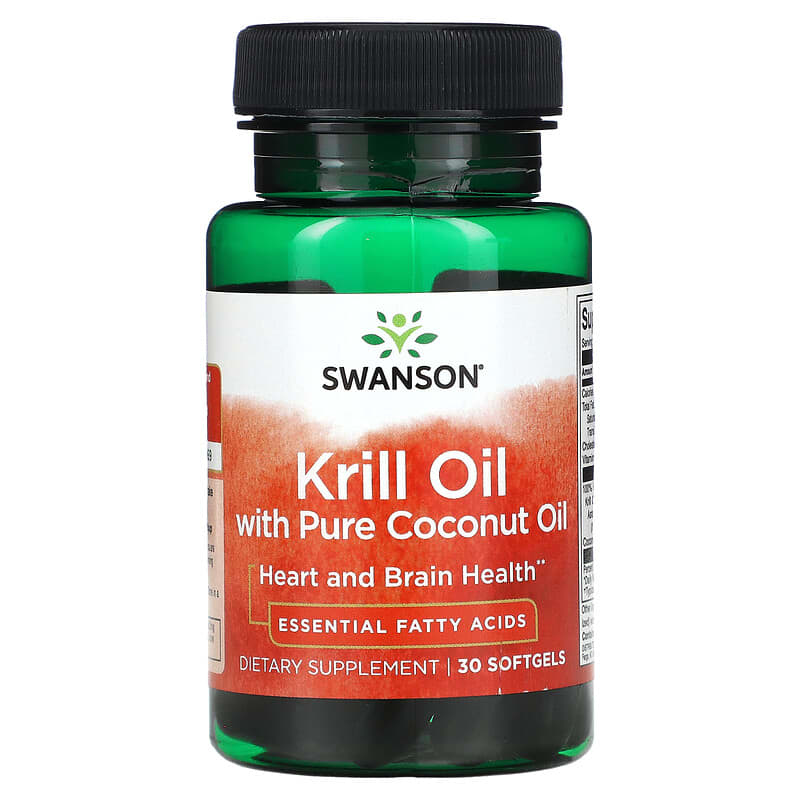 Swanson Krill Oil with Pure Coconut Oil 30 Softgels 8 Thực phẩm chức năng Swanson Krill Oil with Pure Coconut Oil 30 Softgels 087614170893