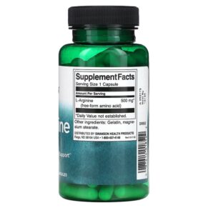 Thực phẩm bổ sung Swanson L-Arginine 500 mg 100 Capsules 087614018522