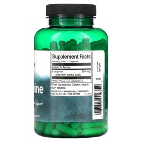 Thực phẩm bổ sung Swanson L-Arginine 500 mg 200 Capsules 087614019352