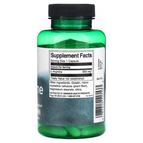 Thực phẩm bổ sung Swanson L-Arginine Maximum Strength 850 mg 90 Capsules 087614117133