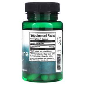 Thực phẩm bổ sung Swanson L-Methionine 500 mg 30 Capsules 087614111216