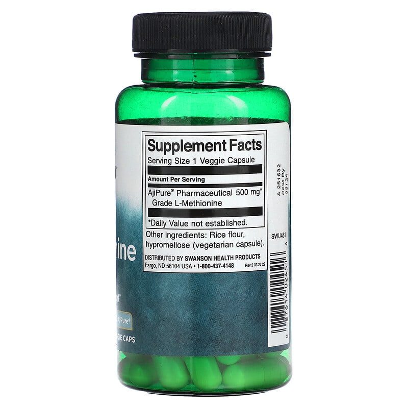 Swanson L-Methionine Featuring AjiPure 500 mg 60 Veggie Caps 2 Thực phẩm bổ sung Swanson L-Methionine Featuring AjiPure 500 mg 60 Veggie Caps 087614024516
