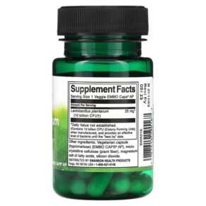Thực phẩm bổ sung Swanson L. Plantarum Probiotic 10 Billion CFU 30 Veggie EMBO Caps AP 087614190167