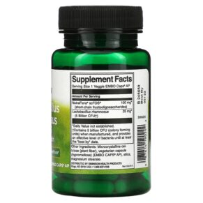 Thực phẩm bổ sung Swanson Lactobacillus Rhamnosus With FOS 5 Billion CFU 60 Veggie Embo Caps 087614190242