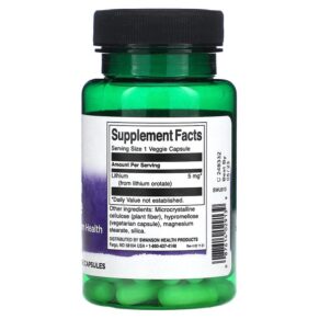 Thực phẩm bổ sung Swanson Lithium Orotate 5 mg 60 Veggie Capsules 087614029139