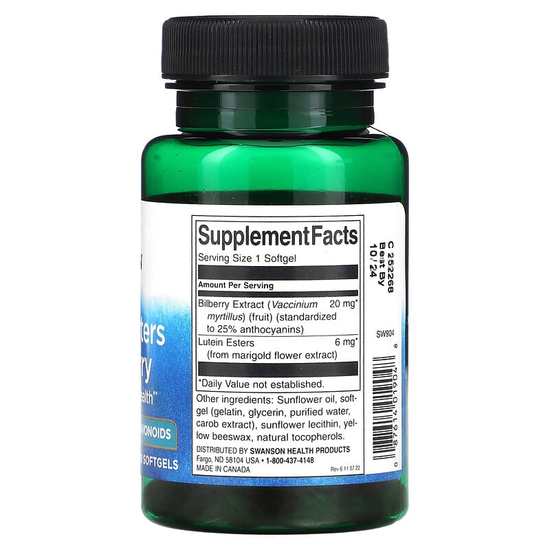 Swanson Lutein Esters & Bilberry 120 Softgels 2 Thực phẩm bổ sung Swanson Lutein Esters & Bilberry 120 Softgels 087614019048