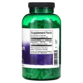 Thực phẩm bổ sung Swanson Magnesium Oxide 200 mg 500 Capsules 087614011974
