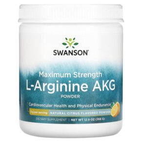 Thực phẩm chức năng Swanson Maximum Strength L-Arginine AKG Powder Natural Citrus 5 g 12.9 oz (368 g) 087614117751