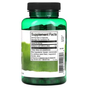 Thực phẩm bổ sung Swanson Mulberry Leaf 500 mg 120 Capsules 087614110608