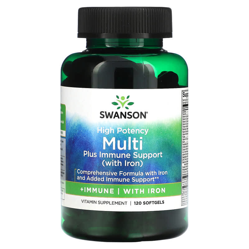 Swanson Multi Plus Immune Support with Iron High Potency 120 Softgels 8 Thực phẩm chức năng Swanson Multi Plus Immune Support with Iron High Potency 120 Softgels 087614014906