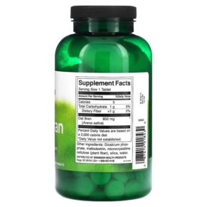 Thực phẩm bổ sung Swanson Oat Bran 850 mg 250 Chewable Tablets 087614018430