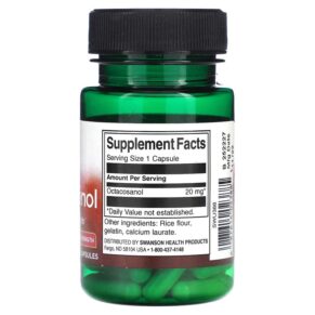 Thực phẩm bổ sung Swanson Octacosanol Maximum Strength 20 mg 30 Capsules 087614023885
