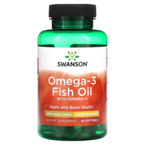 Thực phẩm chức năng Swanson Omega-3 Fish Oil with Vitamin D Lemon 1.000 mg 60 Softgels 087614113098