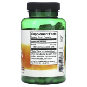 Thực phẩm bổ sung Swanson PABA 500 mg 120 Capsules 087614113678