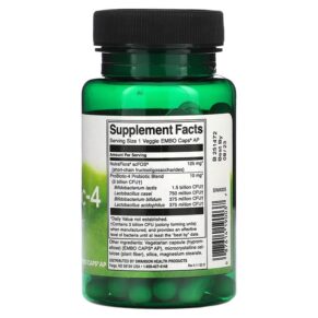 Thực phẩm bổ sung Swanson ProBiotic-4 3 Billion CFU 60 Veggie Embo Caps AP 087614190037