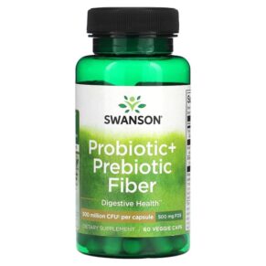 Thực phẩm chức năng Swanson Probiotic + Prebiotic Fiber 500 Million CFU 60 Veggie Caps 087614190389