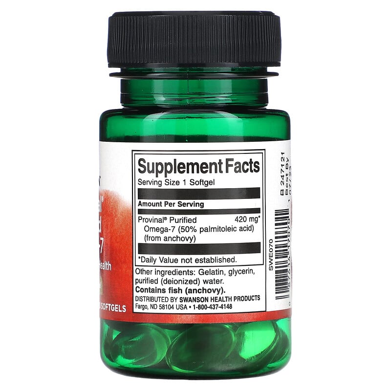 Swanson Provinal Purified Omega-7 420 mg 30 Softgels 2 Thực phẩm bổ sung Swanson Provinal Purified Omega-7 420 mg 30 Softgels 087614170701