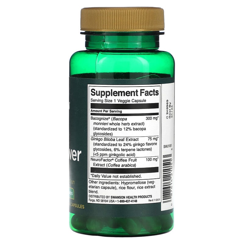 Swanson Pure Brainpower 60 Veggie Capsules 2 Thực phẩm bổ sung Swanson Pure Brainpower 60 Veggie Capsules 087614210513