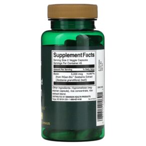 Thực phẩm bổ sung Swanson Real Food Biotin 2.500 mcg 90 Veggie Capsules 087614210391