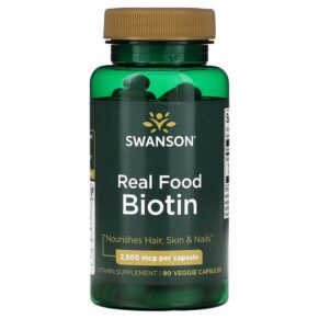 Thực phẩm chức năng Swanson Real Food Biotin 2.500 mcg 90 Veggie Capsules 087614210391