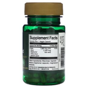 Thực phẩm bổ sung Swanson Real Food Folic Acid 1.000 mcg 100 Veggie Caps 087614210414
