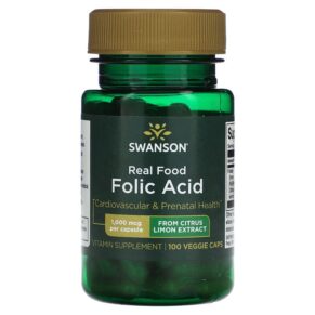 Thực phẩm chức năng Swanson Real Food Folic Acid 1.000 mcg 100 Veggie Caps 087614210414