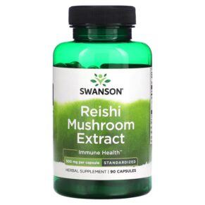 Thực phẩm chức năng Swanson Reishi Mushroom Extract Standardized 500 mg 90 Capsules 087614141435
