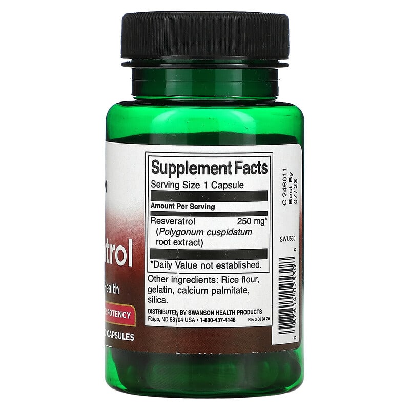 Swanson Resveratrol High Potency 250 mg 30 Capsules 2 Thực phẩm bổ sung Swanson Resveratrol High Potency 250 mg 30 Capsules 087614025308