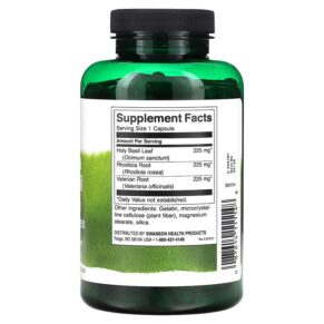 Thực phẩm bổ sung Swanson Rhodiola Holy Basil Valerian Stress Complex 180 Capsules 087614111148