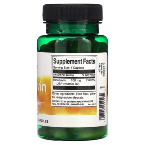 Thực phẩm bổ sung Swanson Riboflavin 100 mg 100 Capsules 087614010182
