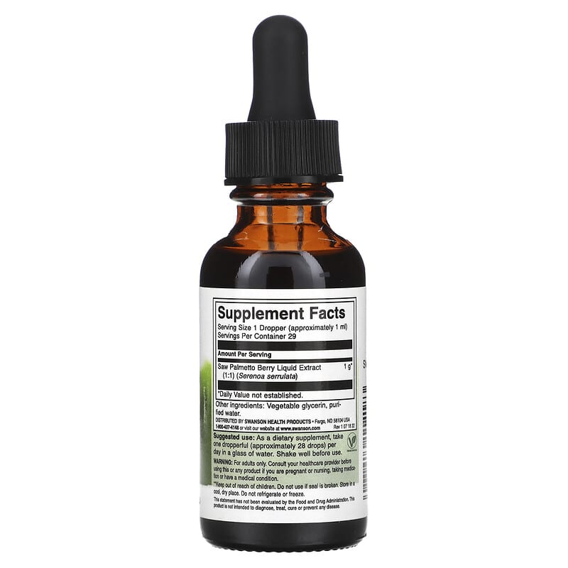 Swanson Saw Palmetto Liquid Extract Alcohol & Sugar Free 1 fl oz (29.6 ml) 2 Thực phẩm bổ sung Swanson Saw Palmetto Liquid Extract Alcohol & Sugar Free 1 fl oz (29.6 ml) 087614112183