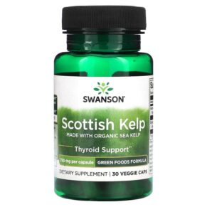 Thực phẩm chức năng Swanson Scottish Kelp Made With Organic Sea Kelp 750 mg 30 Veggie Capsules 087614060798